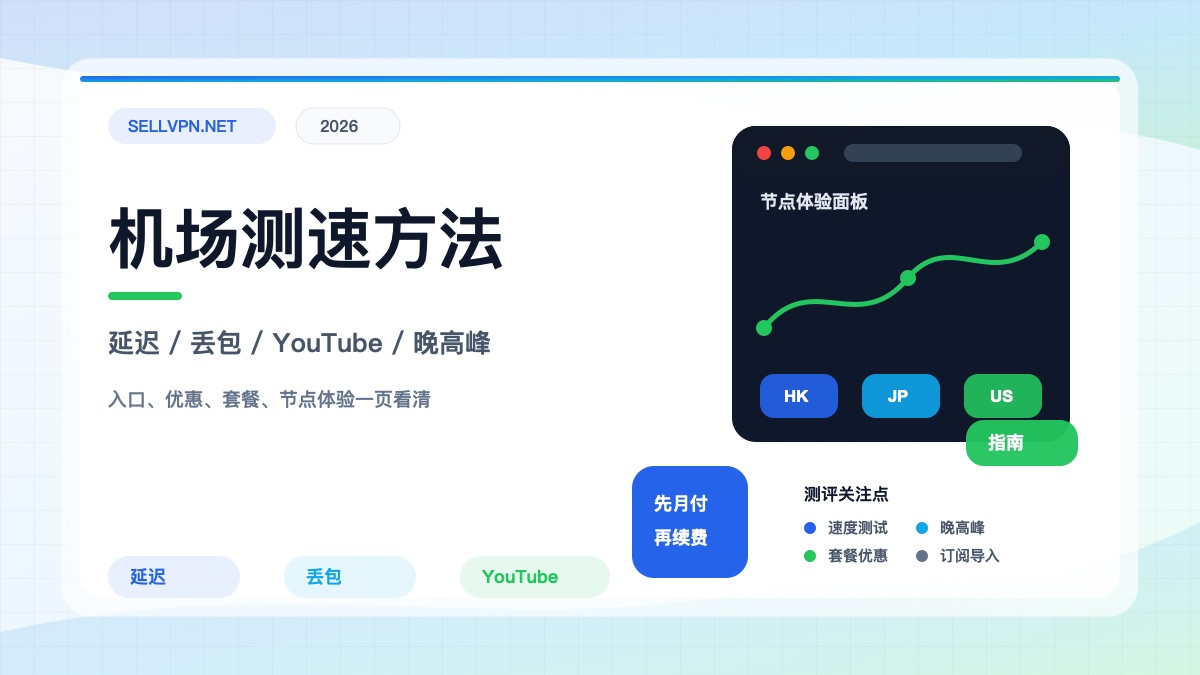 机场测速方法封面:延迟、丢包、YouTube和晚高峰测试
