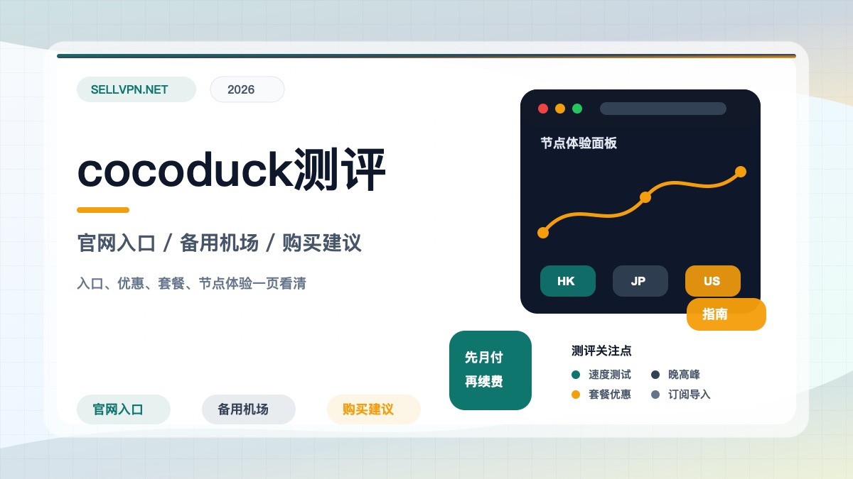 cocoduck机场测评封面:官网入口、备用机场、节点体验与购买建议