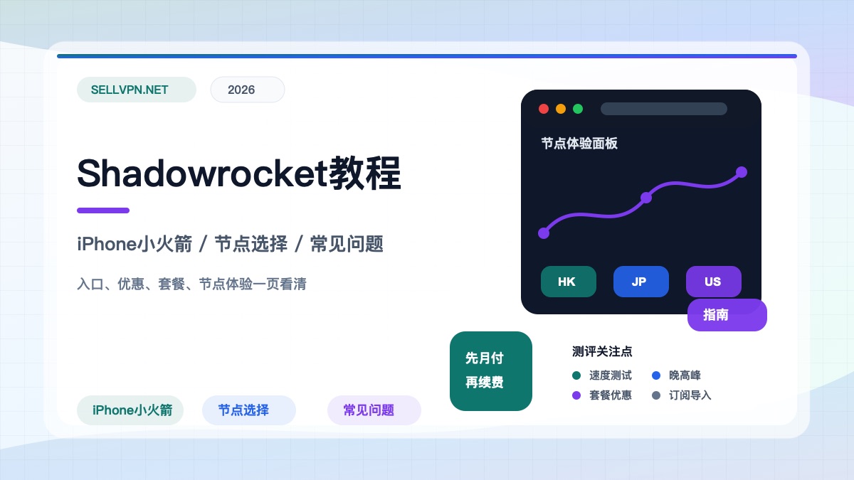 Shadowrocket教程封面：iPhone小火箭导入机场订阅和选择节点