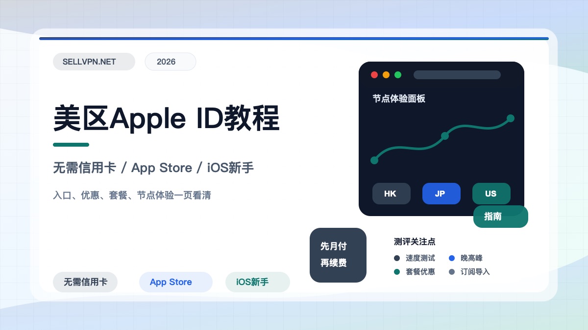 美区 Apple ID 注册教程封面:无需信用卡、美国 App Store、iPhone 新手指南